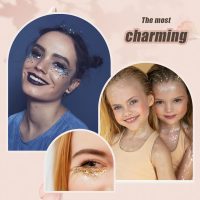 Face Body Glitter, Hair Glitter Sparkles Chunky Face Glitter Gel for Girls Makeup Singer Concerts Mermaid Festival Sequins Face Paint (White+Silver+Pink+Gold+Blue) - Image 6
