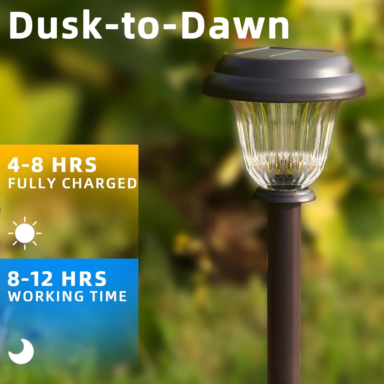 DERAYSION Solar Lights Outdoor 6 Pack, Stainless Steel Glass Solar Pathway Lights, Auto On/Off Long-Lasting Waterproof Landscape Lighting for Garden, Landscape, Path, Yard, Warkway (Warm White) - Image 6