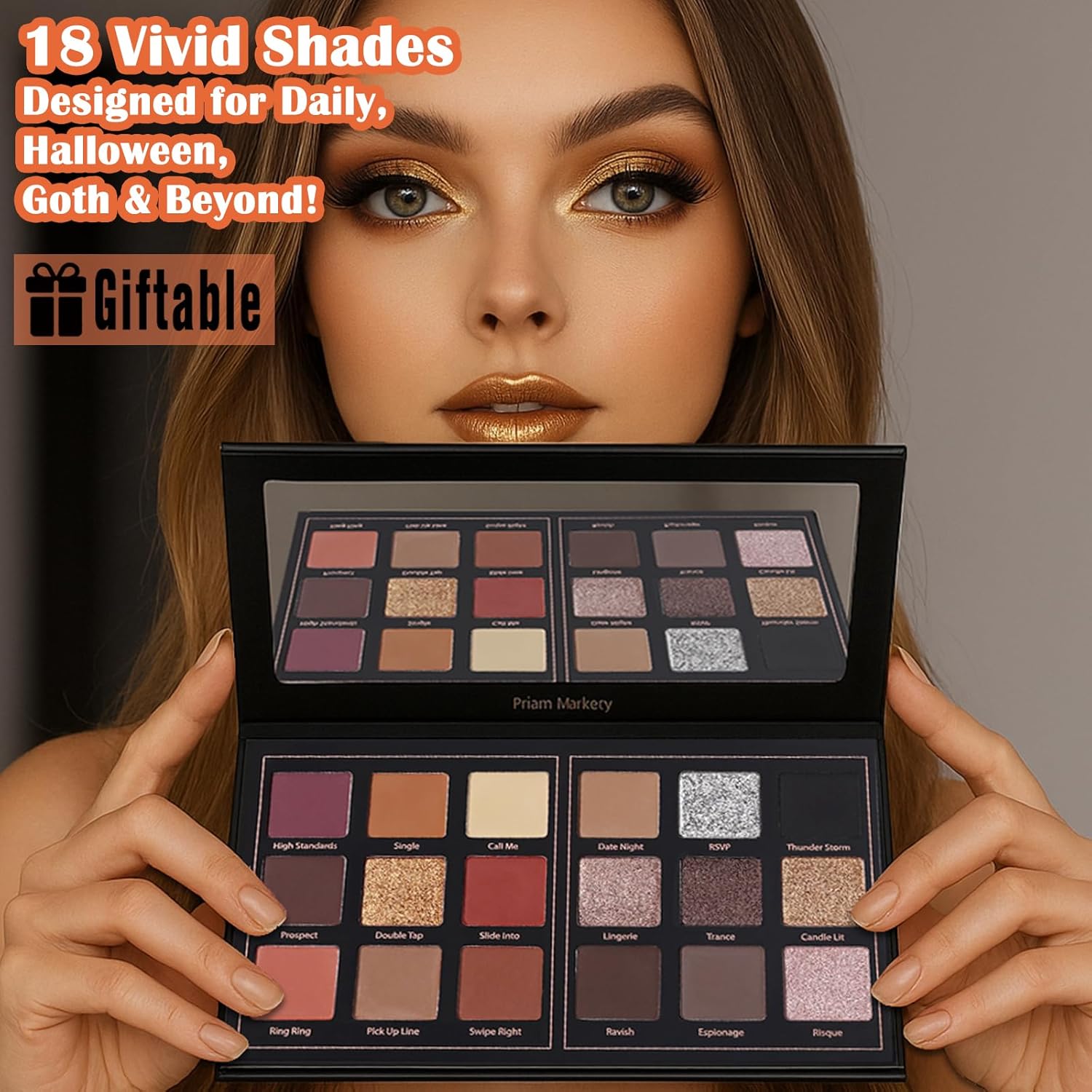 Prism Makeup Matte Eyeshadow Palette Pro 18 Colors Pigmented Shimmer Glitter Eye Shadow Palette, Long Lasting Waterproof Smokey Powder Cosmetics Halloween Makeup Kit (01# Seductress) - Image 2