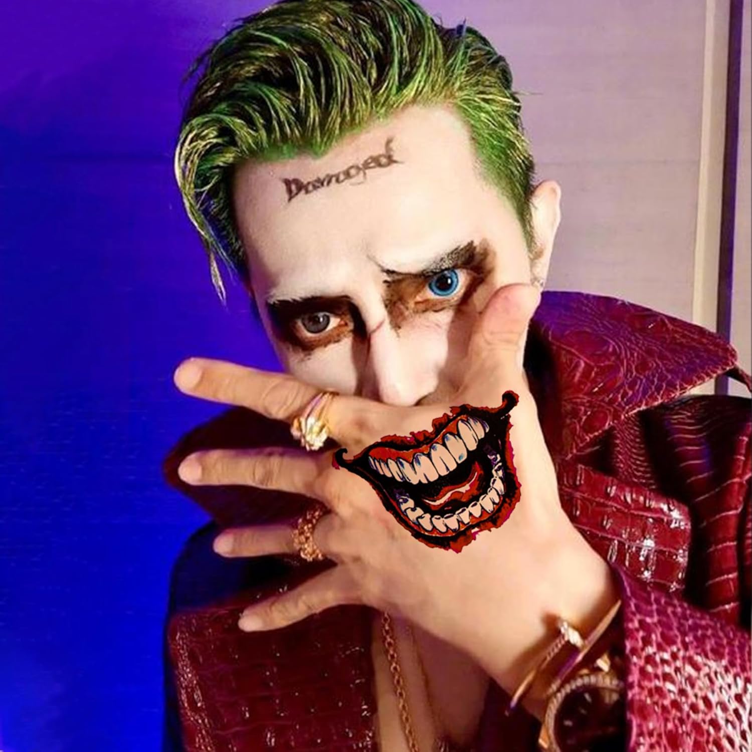 4 Sheets Joker Tattoos, BASUWU Large-Size Waterproof Halloween Fake Tattoos - All Versions - Look Real and Last Long, Perfect for Men Women Halloween Cosplay Masquerade Party Makeup (Joker, 4PCS) - Image 7