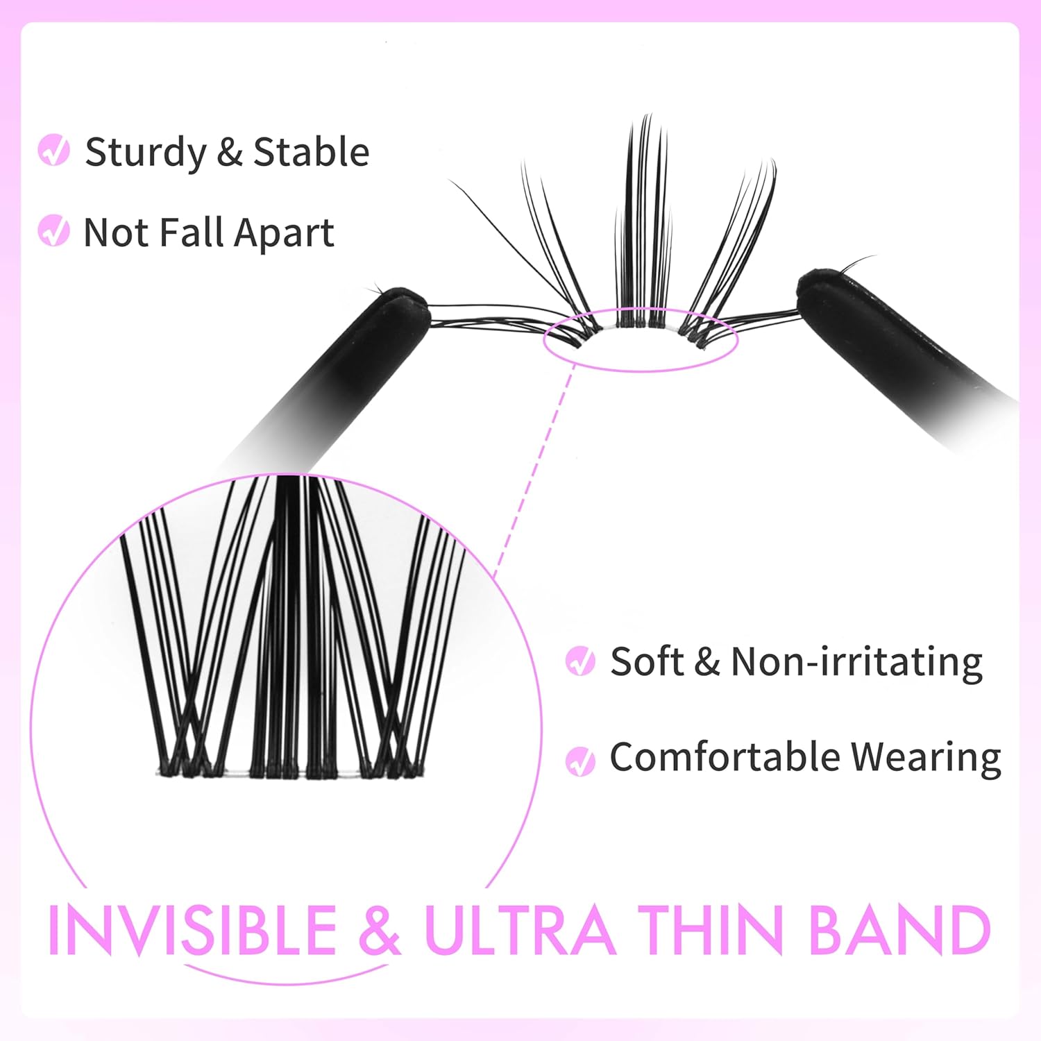VEYESBEAUTY Lash Clusters Eyelash Extensions Thin & Invisible Band DIY Individual False Eyelashes Newbie's Five-Second Series Wispy Lash Tray for Self-application, Manga Lashes 8-18mm Mixed Length - Image 4
