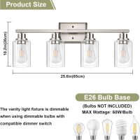 Unicozin Modern Bathroom Light Fixtures, 4 Light Vanity Lights Over Mirror, Brushed Nickel Wall Lamp with Clear Glass for Living Room Cabinet Bedroom Porch - Image 5