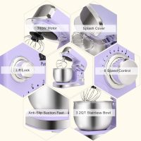 Stand Mixer, Kitchen in the box 3.2Qt Small Electric Food Mixer,6 Speeds Portable Lightweight Kitchen Mixer for Daily Use with Egg Whisk,Dough Hook,Flat Beater (Purple) - Image 5
