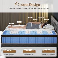 Firm King Mattress 10 Inch, Cooling Hybrid Bed in a Box, 7-Zones Individual Pocket Spring, Motion Isolation, Targeted Hip/Shoulder/Lumbar Support, Fiberglass-Free, 365-Night Trial, CertiPUR-US - Image 4