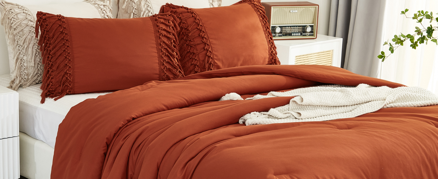 Boho Terracotta Tassel Comforter Set