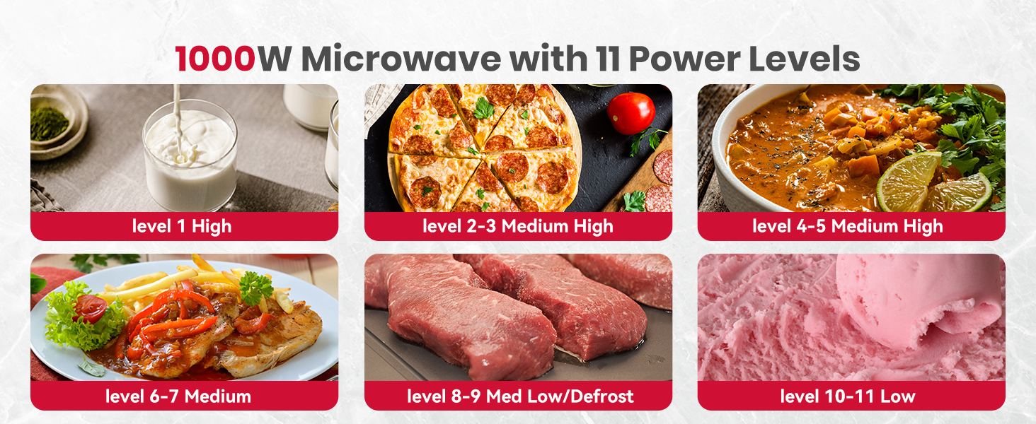 1000W Microwave with 11 power levels