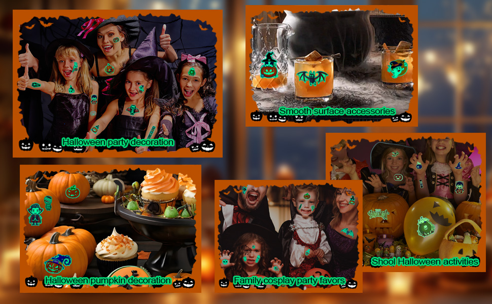 120 Styles Kids Temporary Tattoos Luminous Glow in the Dark Halloween Tattoo Stickers