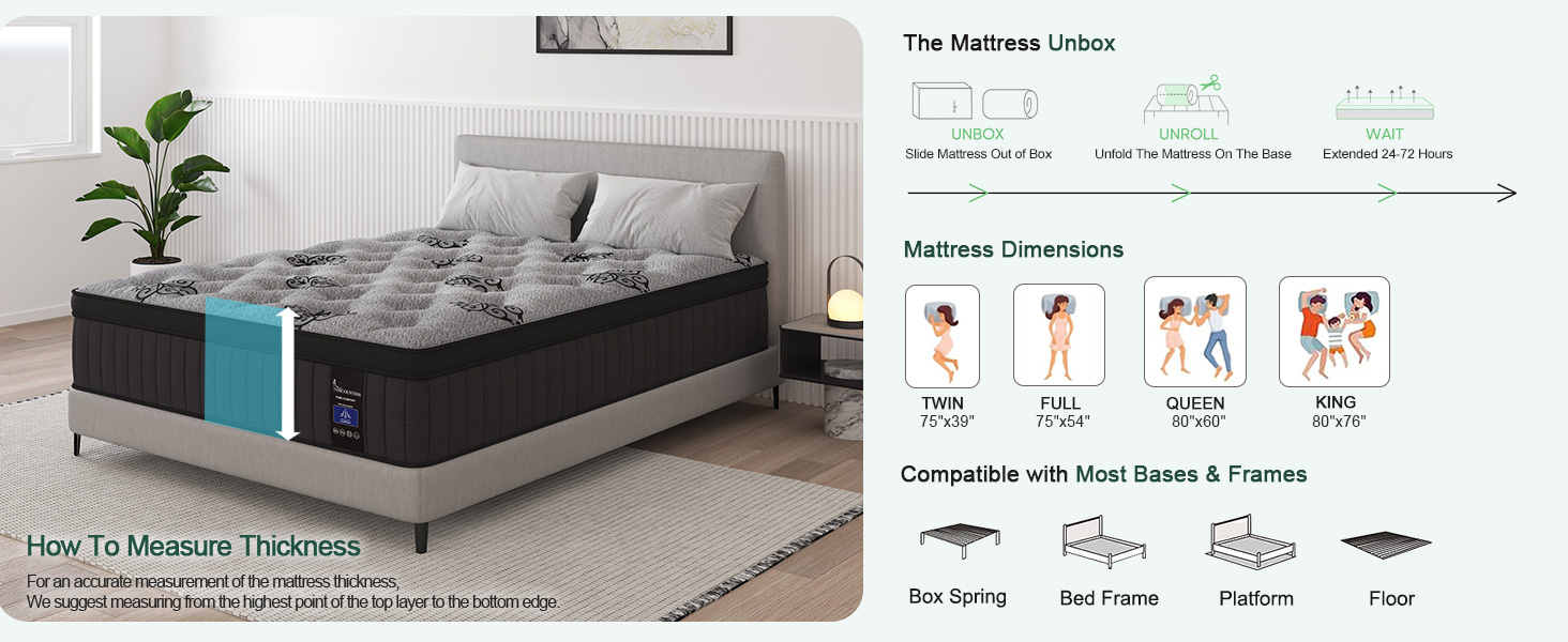 twin full queen king size mattress for bed mattress 12inch