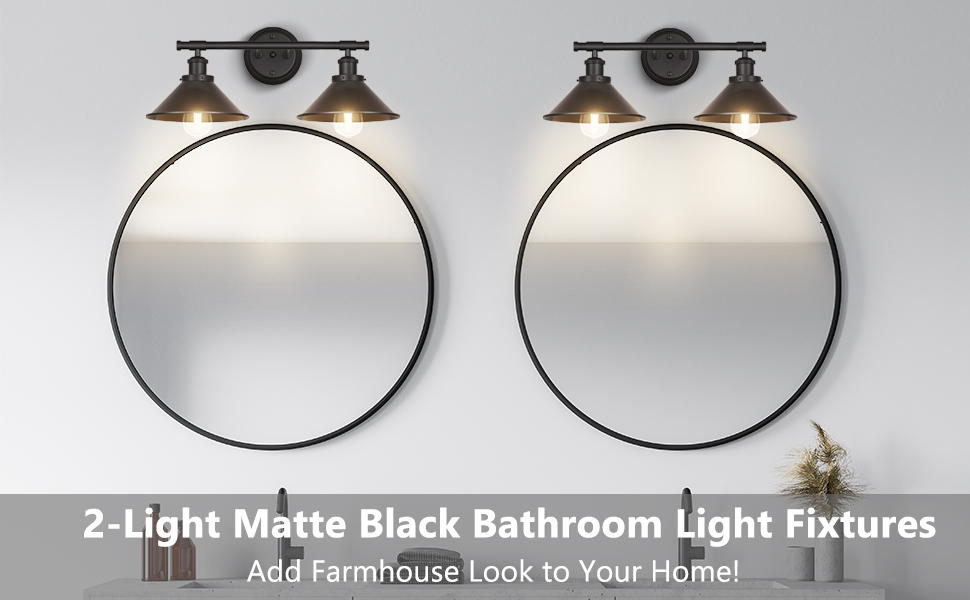 2 Lights Farmhouse Bathroom Light Fixtures