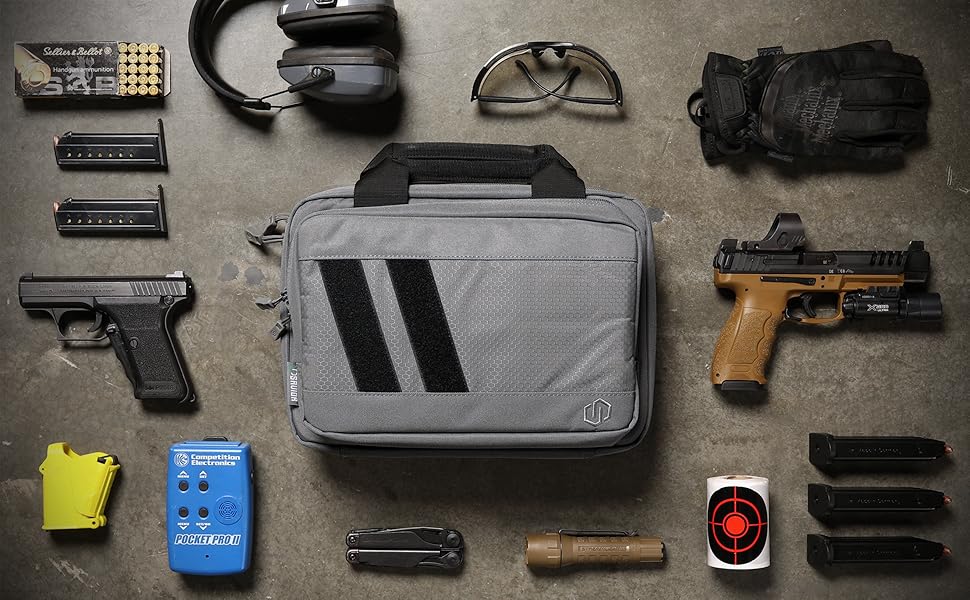 Pistol Bag Competition Timer Handgun Target Flashlight Mag loader Shooting Glasses Gloves Ear Muff