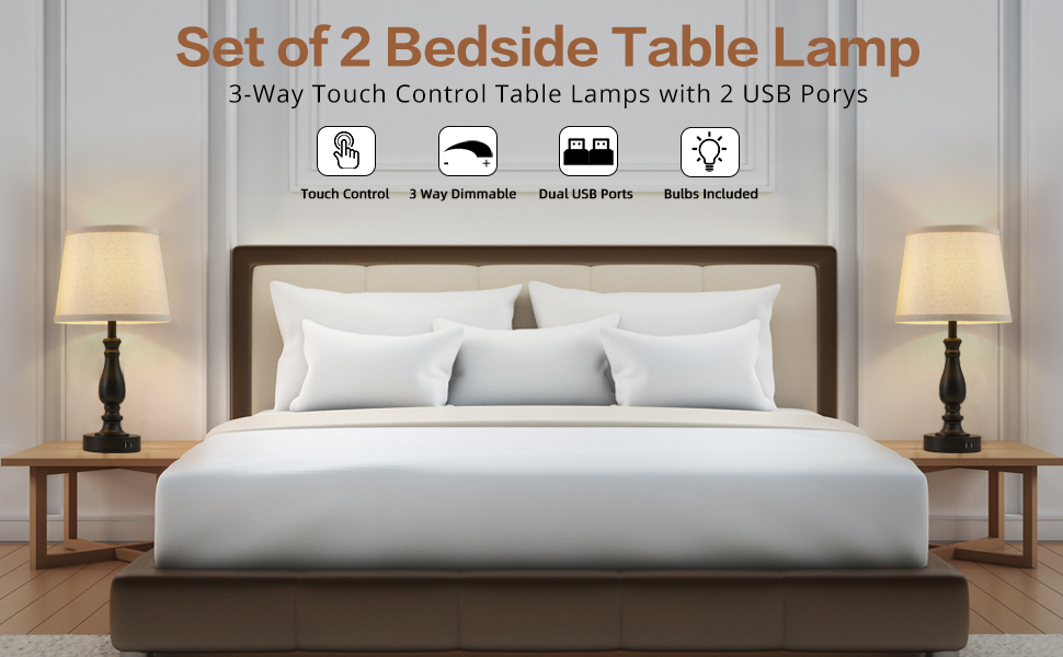 Lamps for Bedrooms Set of 2