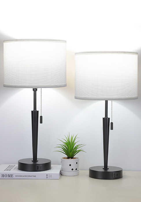 white Lampshade Table Lamp with daylight white bulb