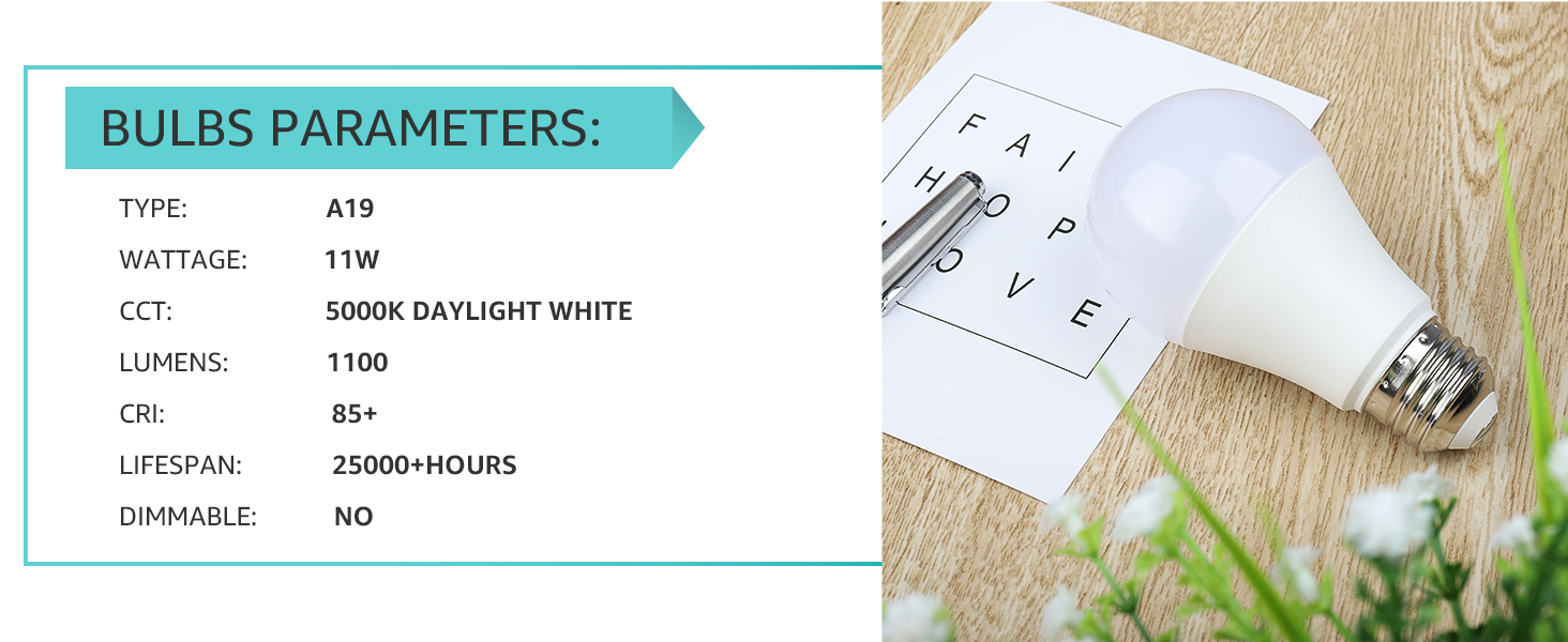 5000K daylight white led bulbs  table lamp