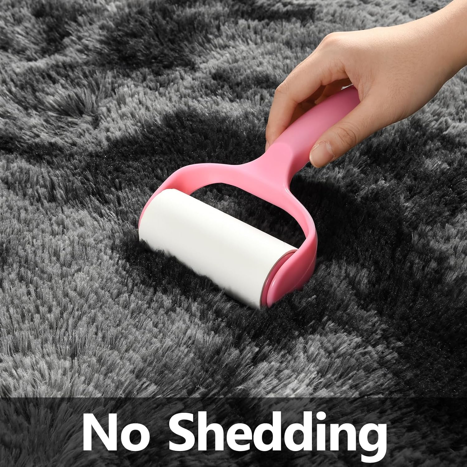 Large Shag Area Rugs 5 x 8, Tie-Dyed Plush Fuzzy Rugs for Living Room, Ultra Soft Fluffy Furry Rug for Bedroom, Indoor Carpet Nursery Rugs for Kids Room Home Decor, Dark Grey - Image 5
