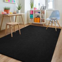 Rugs for Bedroom Living Room, 4x6 ft Black Area Rug, Washable Memory Foam Indoor Carpet, Modern Aesthetic Minimalist Non-Slip Carpets for Boys Girls Adults Home Decor - Image 4