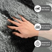 Fluffy Area Rugs for Bedroom Living Room, 4x6 Black and Grey Soft Plush Striped Rug, Modern Indoor Non Slip Washable Carpet, Furry Throw Carpets for Home Decor - Image 3