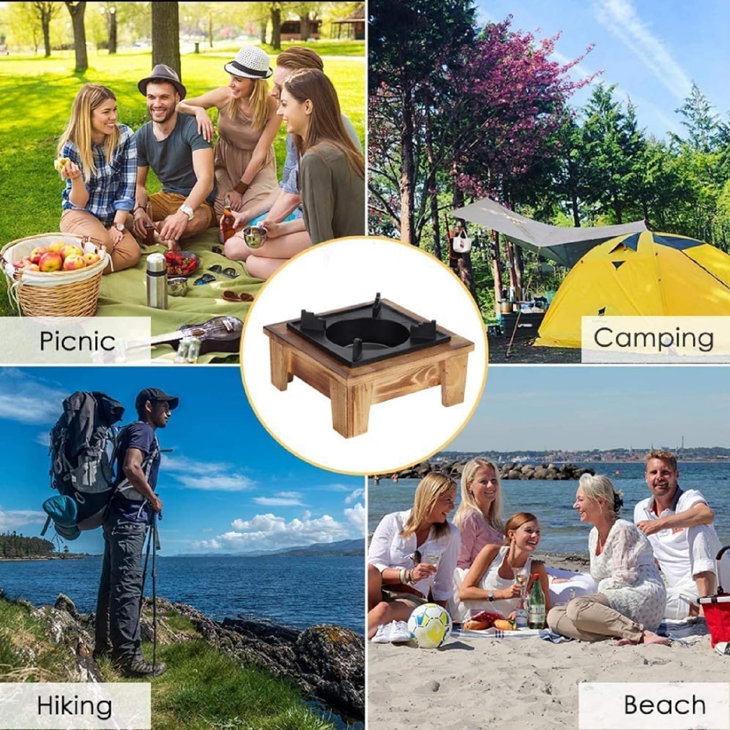 Jerliflyer Alcohol Wood Stove,Japanese Portable Stove Belly Stove for Outdoor Picnic for Soup Pot Roasting Pan Kettle - Image 5
