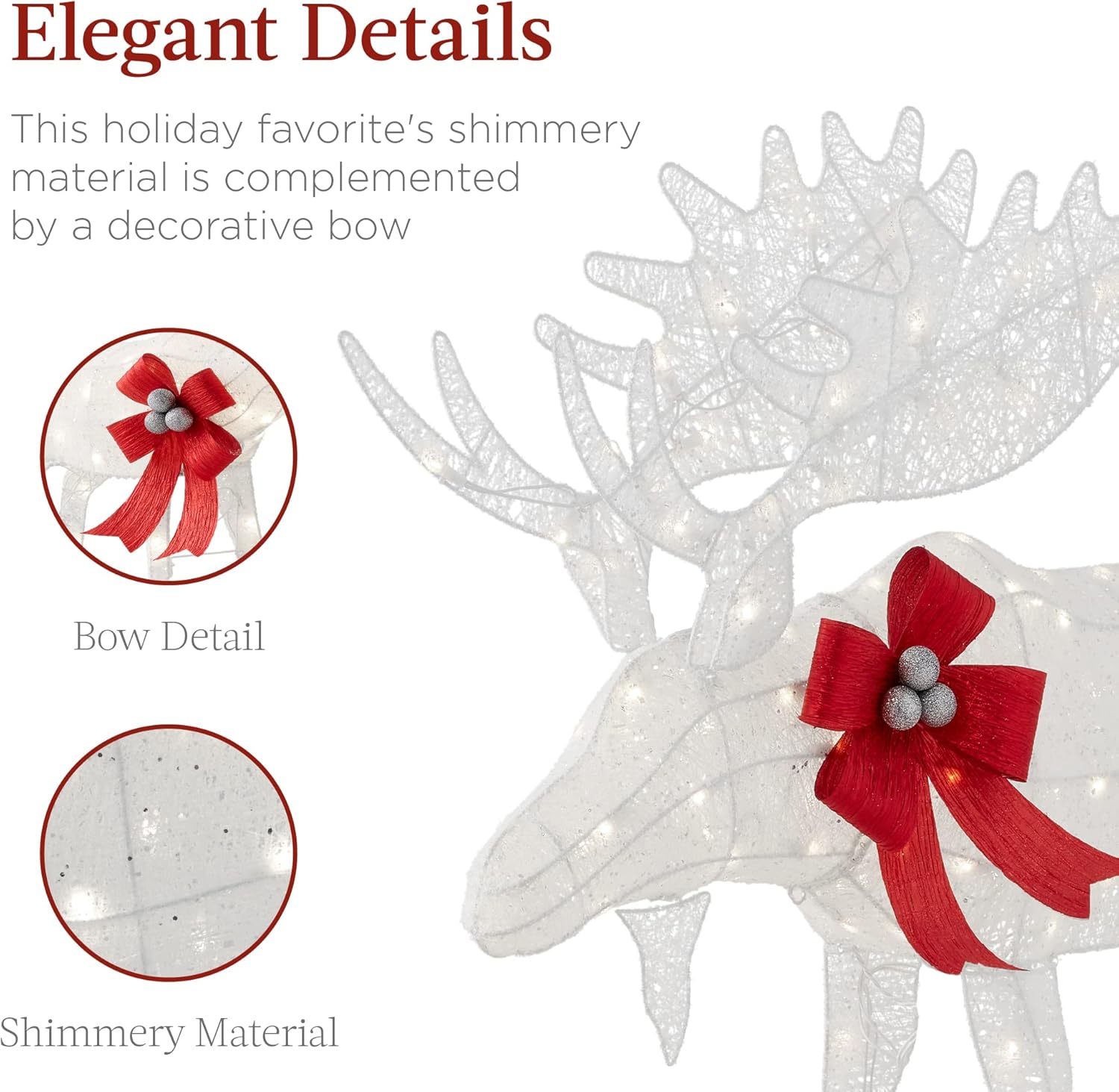 Best Choice Products 2-Piece Moose Family, Lighted Outdoor All-Weather Christmas Yard Decoration Light-Up Décor Set w/ 170 LED Lights, Ground Stakes, Zip Ties - White - Image 6