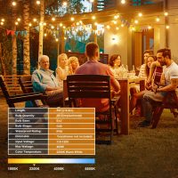 OHLUX Outdoor String Lights, 55FT Shatterproof LED Patio Lights with 26 Dimmable Plastic G40 Bulbs, 2200K Waterproof Connectable Hanging String for Backyard, Cafe, Porch, Deck, E12 Base - Image 7