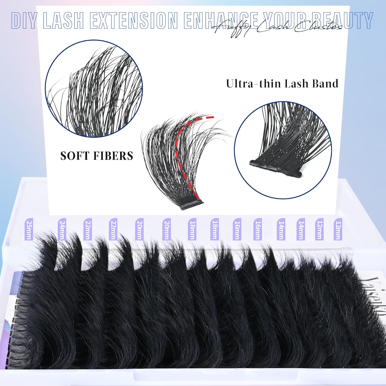 Lash Clusters 300D Thick Long 12-25mm Volume Cluster Eyelash Extensions 224Pcs Wispy Individual Lashes D Curl Waterproof Eyelash Clusters Soft False Eyelashes DIY at Home, by Yaiseiko - Image 6