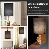 Black Linen Tall Drum Lampshade, 10" Top x 10" Bottom x 13" High Lamp Shade, Lamp Shade Replacement for Table and Floor Lamps, Pendant Light, Handcrafted Lampshade, Easy Assembly - Image 2
