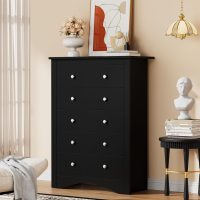 YESHOMY Tall Dresser for Bedroom with 5 Drawers, Modern Chest of Drawers, Wooden Dressers, TV Stand for Living Room,Closet, Hallway (Black) - Image 6