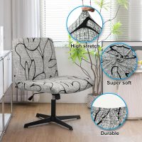 Armless Criss Cross Office Desk Chair Cover Slipcover,Accent Mid Back Wide Swivel Task Vanity Slipper Chair Protector Stretch Removable Without Arms for Accent Chair - Image 4