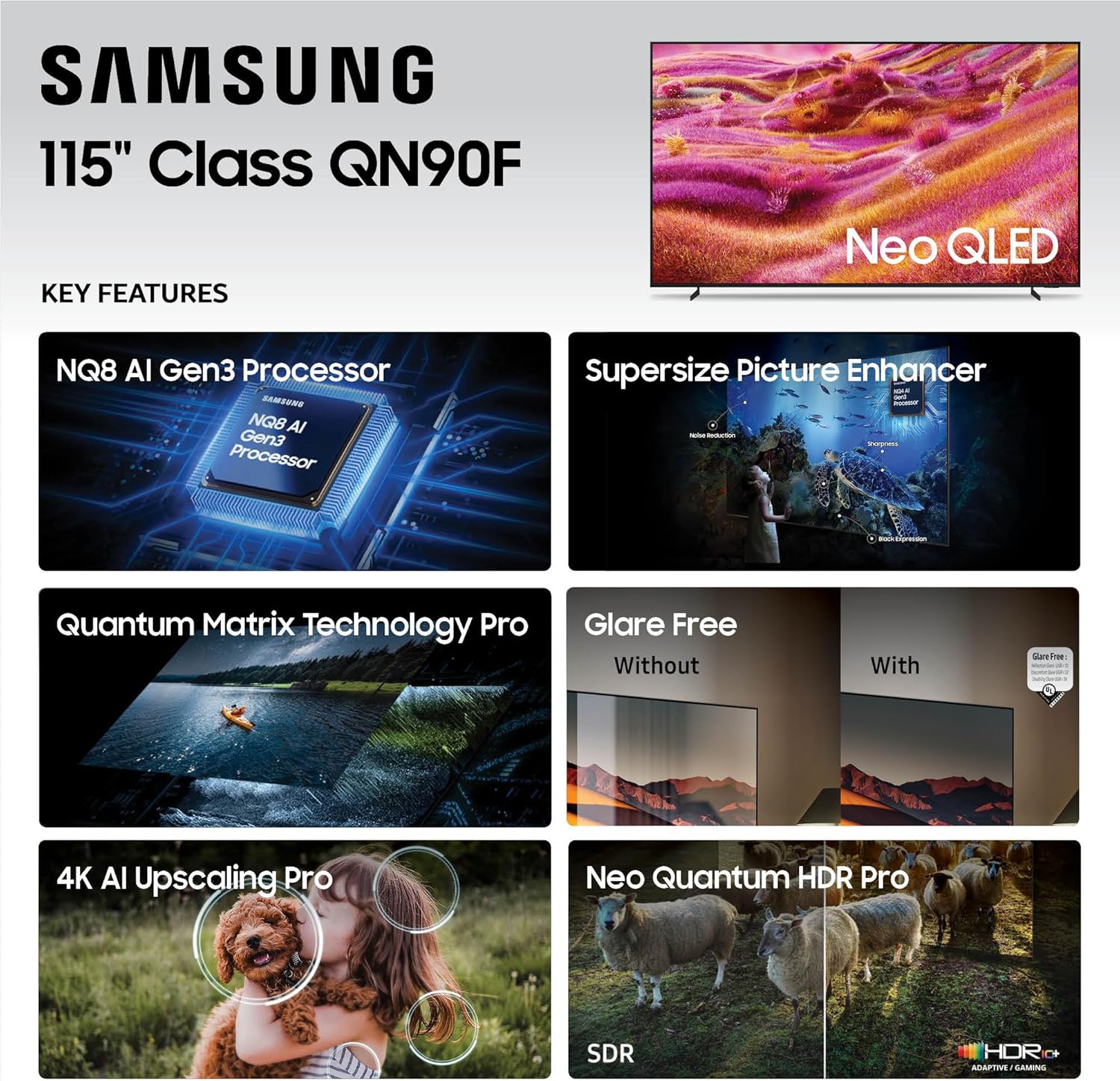 SAMSUNG 115-Inch Class Neo QLED 4K QN90F Series, Vision AI, Mini LED Smart TV (2025 Model, 115QN90F) Neo Quantum HDR+, Object Tracking Sound+ w/Dolby Atmos, Glare Free, Gaming Hub, Alexa Built-in - Image 4