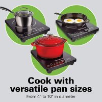 Hamilton Beach Portable Single Induction Cooktop Countertop Burner Hot Plate with Fast Heating Mode, 1800 Watts, 10 Temperature Settings up to 450F, Black (34104) - Image 5