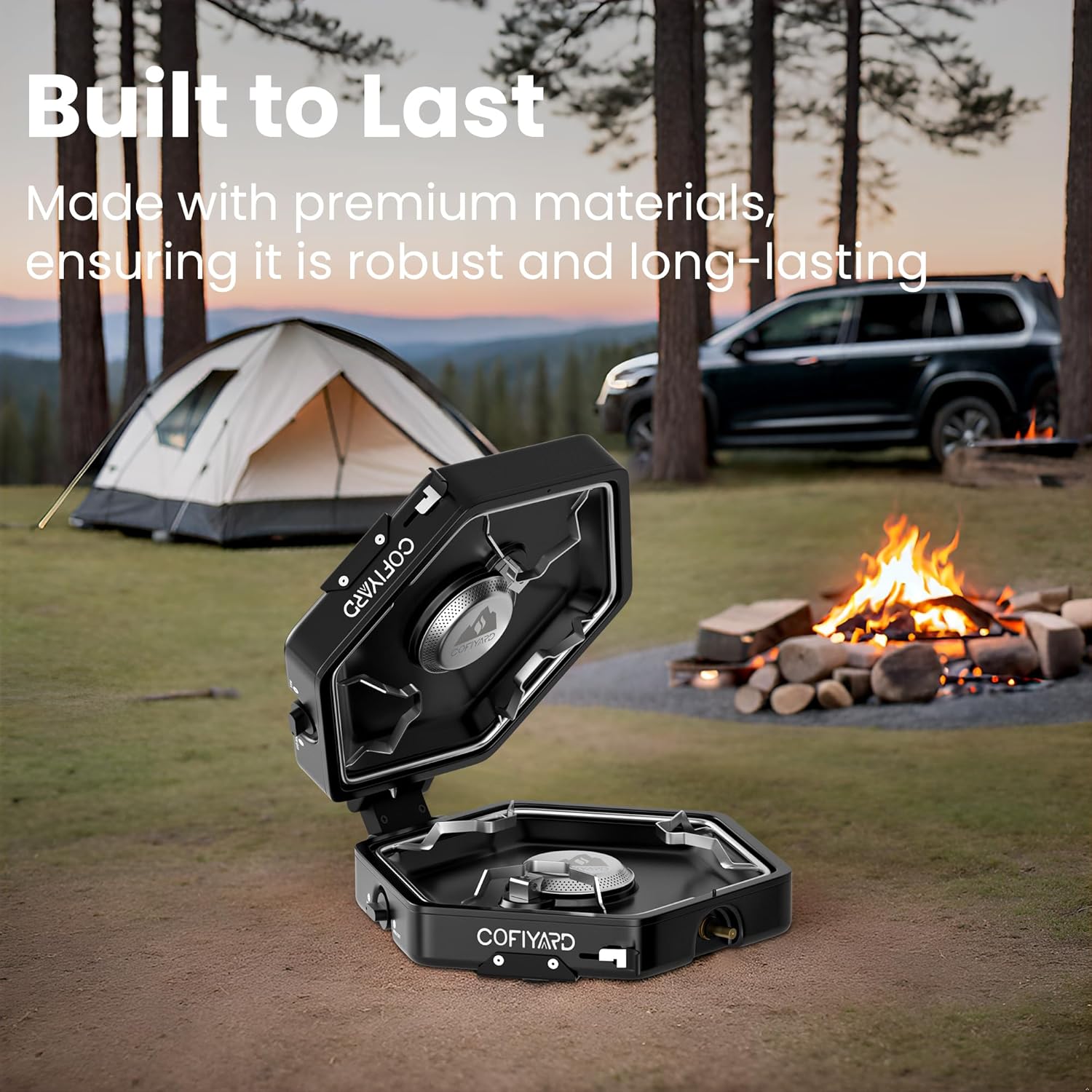 Propane 2 Burner Camping Stove with Carrying Bag, Portable Folding Gas Stove for Camping, Backpacking Camp Stove for Outdoor Cooking, With 17,000 BTU Adjustable Burners for BBQ, Tailgating Black - Image 7
