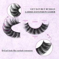 False Eyelashes Russian Strip Lashes Volume Fake Eyelashes Extension D-Curly Wispy Handmade Soft Reusable 14 Pairs Lashes Pack - Image 2