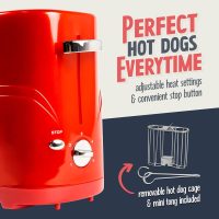 Nostalgia 2 Slot Hot Dog and Bun Toaster with Mini Tongs, Retro Toaster, Cooker that Works Chicken, Turkey, Veggie Links, Sausages Brats, Metallic Red - Image 6