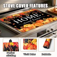 Fall Pumpkin Stove Cover For Electric Stove, 20x28 Glass Stove Top Mat Fall Black Heat Resist Electric Gas Range Mat Sweet Home Decor Glass Top Protector Kitchen Induction Cooktop Pad - Image 4