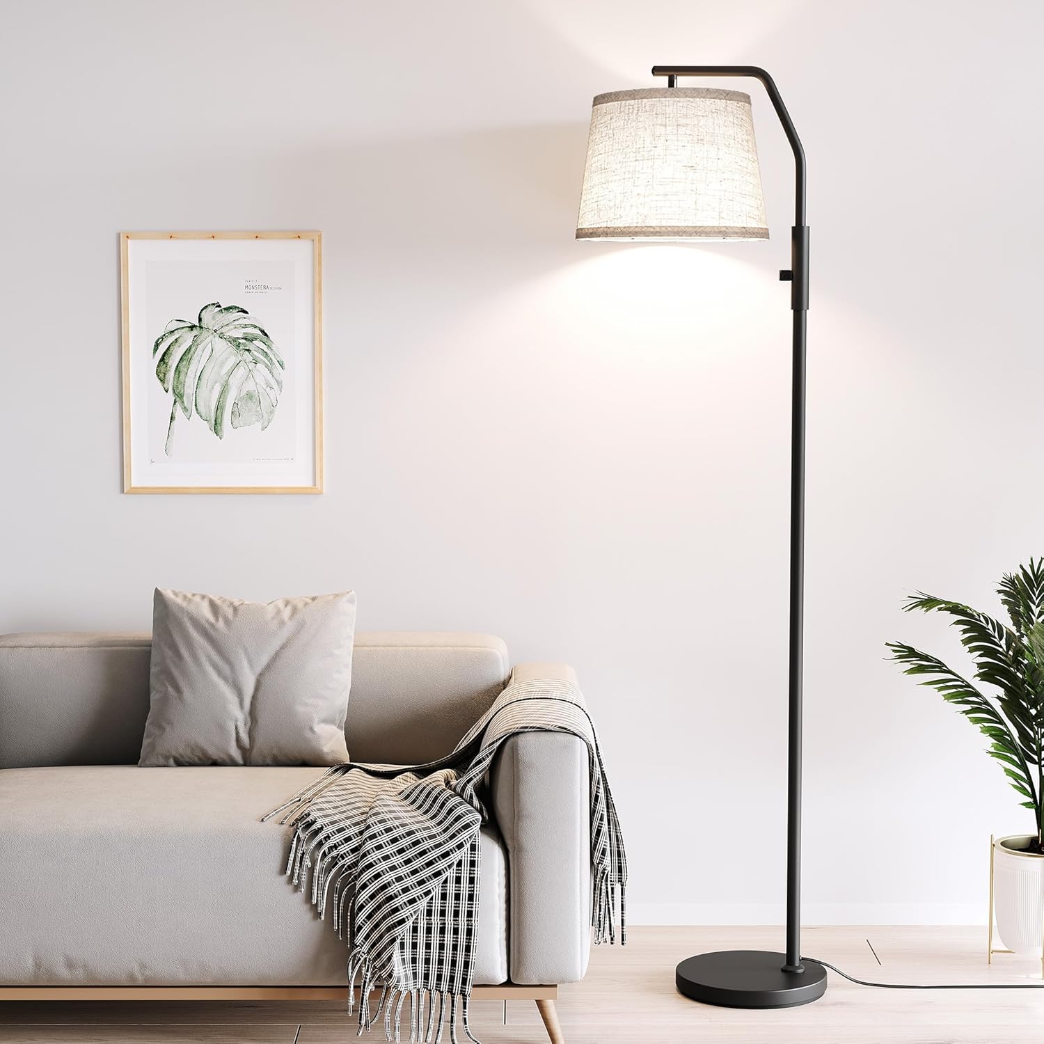 SUNMORY Floor Lamps for Living Room, 9W Bulb Included, Tall Lamp for Bedroom with Adjustable Head, Modern Standing Lamp, 0-100% Dimmable Arc Floor Lamp for Dining Room Office Nursery, Black. - Image 7