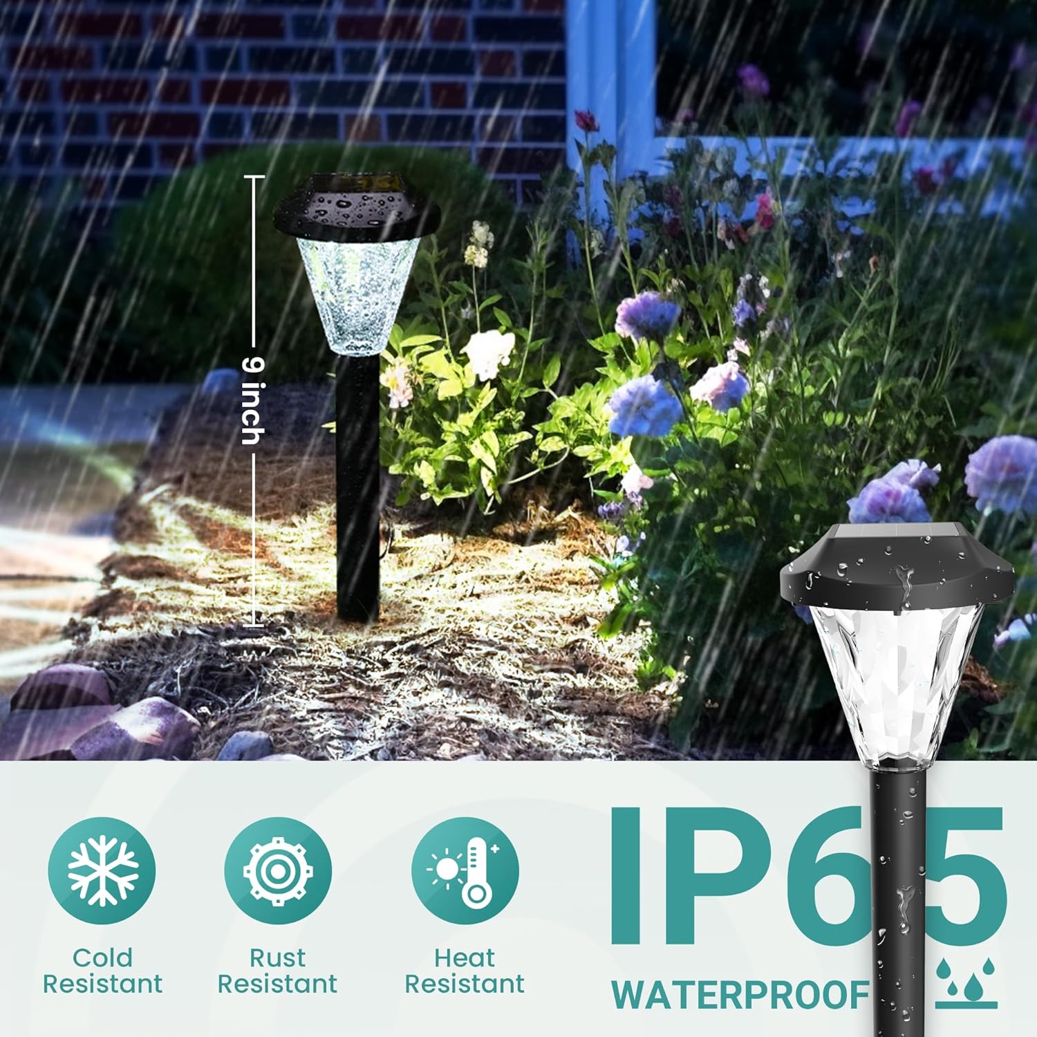 GIGALUMI 8 Pack Solar Lights Outdoor Waterproof,New Upgraded Solar Lights for Outside,Solar-Powered Garden Light,Solar-Powered Outdoor Light for Patio,Lawn,Yard and Landscape(Cold White) - Image 2