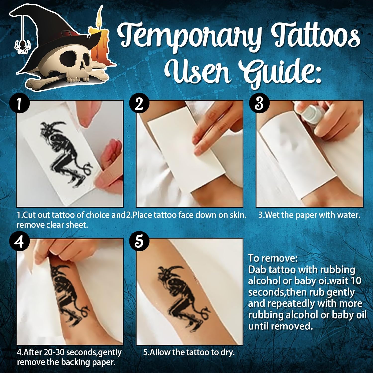 Joker Tattoos 13 Sheets,Halloween Temporary Tattoos for Men,Suicide Squad Fake Tattoo Stickers For Adults,Clown Costume Masquerade Cosplay Party Accessories Face Makeup,Large Size Waterproof - Image 6