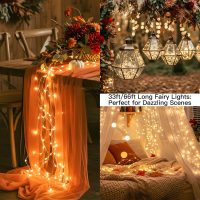 suddus Fairy Lights Battery Operated with Remote, 33ft 100 LED Dimmable Twinkle Lights with Timer, Waterproof Copper Wire String Lights for Bedroom, Christmas, Tree, Indoor Outdoor Decor (Warm White) - Image 5