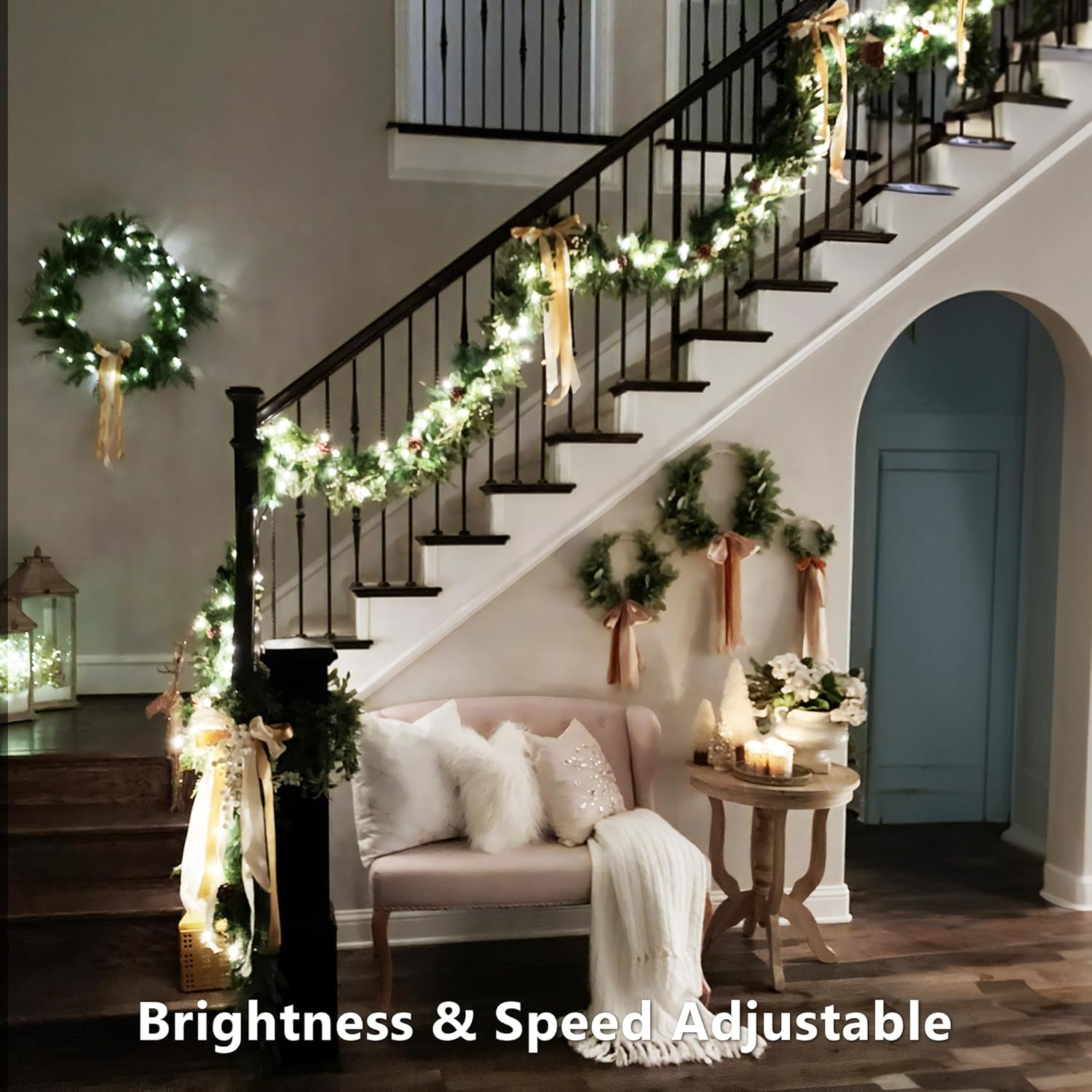 Brizled Color Changing Christmas Lights, 33ft 100 LED RGB Light String with Remote, Dimmable Mini Light String, USB Indoor Decorative Lighting Party Xmas Tree Wreath Year-Round Holiday - Image 4