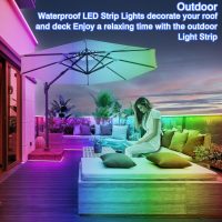 200ft Outdoor LED Strip Lights Waterproof,Music Sync RGB IP68 Outside Led Light Strips Waterproof with App and Remote,Exterior Led Rope Lights Waterproofs Decoration for Deck,Balcony,Garden,Pool - Image 3