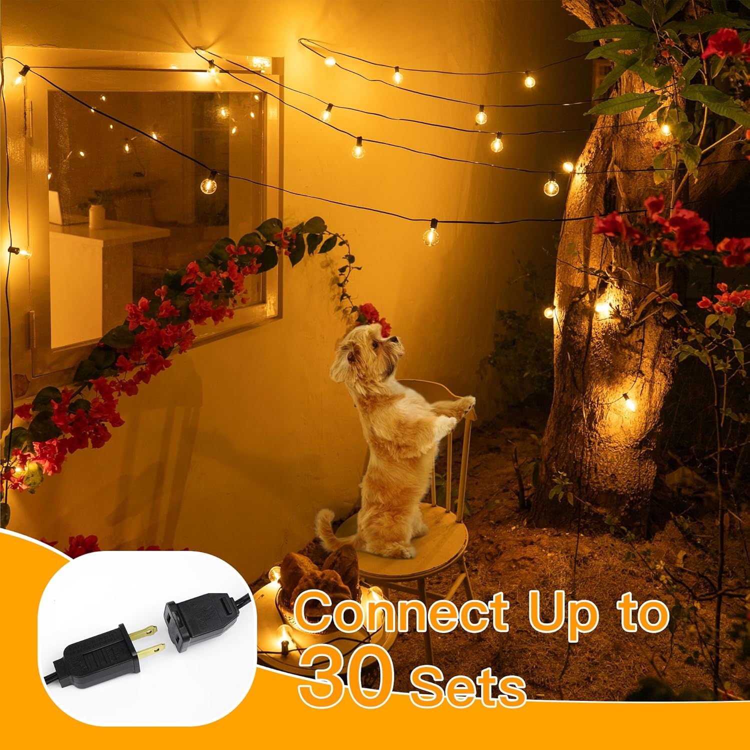 Ollny 25FT Outdoor String Lights, Waterproof Connectable Shatterproof Outside Light with 13 Edison + 1 Spare LED Bulbs Plug in, Patio Lights for Indoor Balcony Porch Camping Deck - Image 4