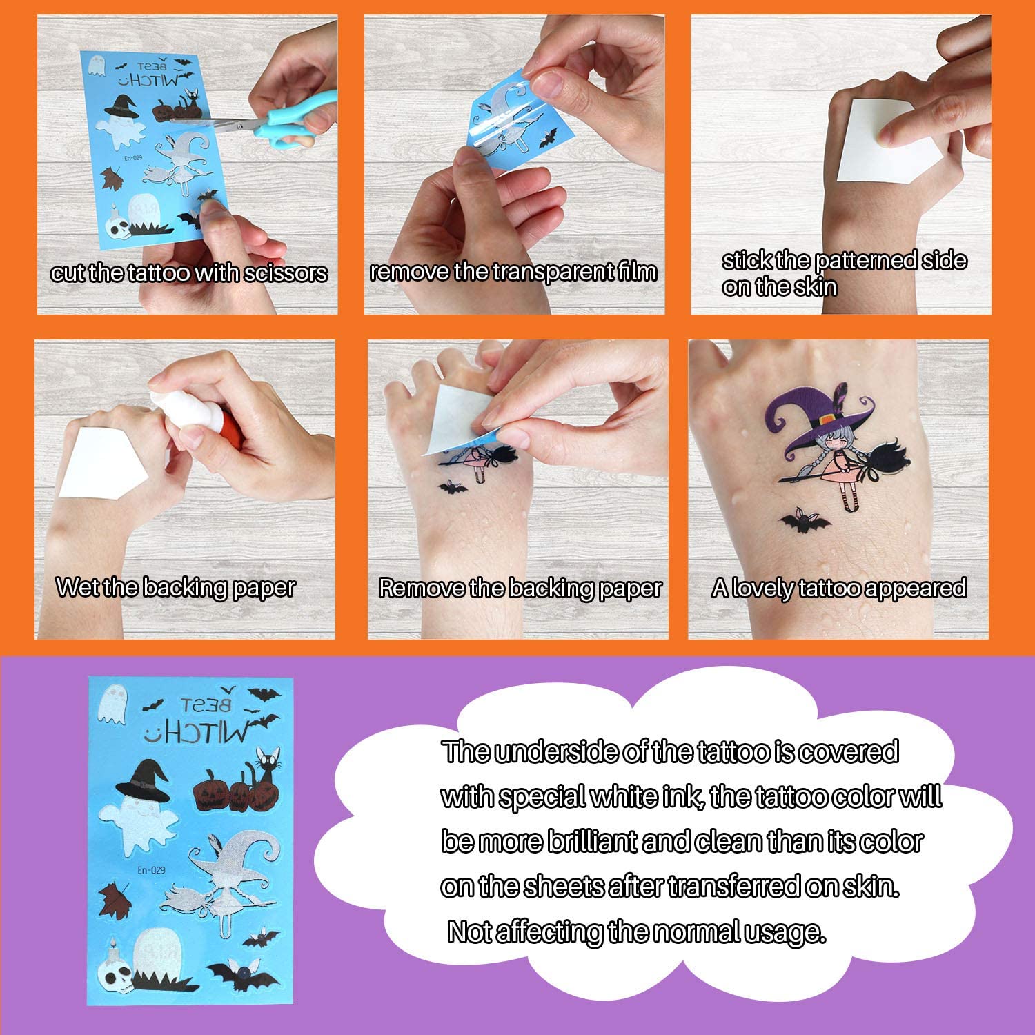 Partywind 10 Sheets Luminous Halloween Temporary Tattoos for Kids, Glow Halloween Decorations Birthday Party Favors Supplies, Halloween Fake Tattoos Goodie Bag Fillers Games Accessories for Party - Image 5