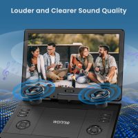 WONNIE 16.5" Portable DVD Player with 14.1" Large HD Swivel Screen, 6 Hours Rechargeable Battery, DVD Player Portable Support MP4, MKV Video & USB/SD Card/Sync TV, High Volume Speaker, All Regions - Image 3