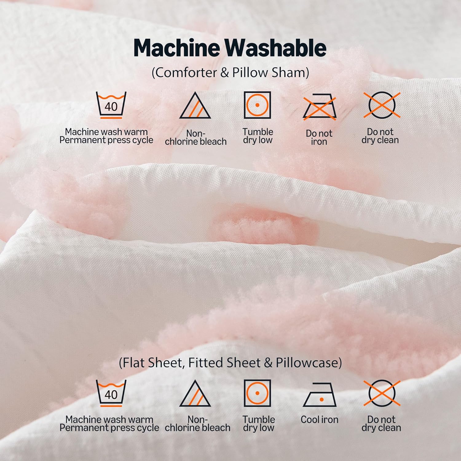 Amazon Basics 7-Piece Kids' Bed-in-a-Bag, Jacquard Microfiber Bedding Set with Comforter, Sheets, Pillowcases and Pillow Covers, All-Season, Pink Tufted, Full/Queen - Image 4