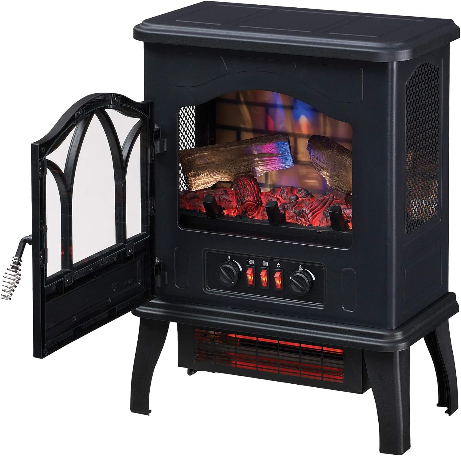 duraflame® 3D Infrared Quartz Electric Fireplace Stove Heater, Black - Image 2