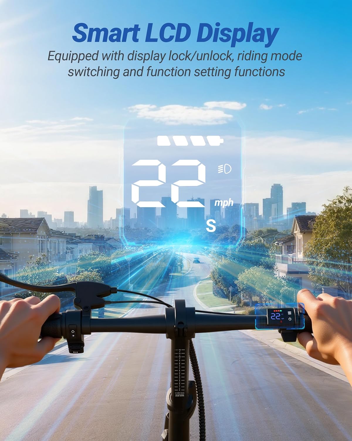 Maxshot Electric Scooter, 8.5" /10" /14" Tire, 16/19/22 Mph Top Speed, 12/16/21/27/28/49/50 Miles Long Range, Folding Escooter for Adults and Kids with Seat Bag, Dual Braking, Dual Suspension, App - Image 8