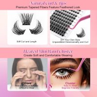 Lash Clusters DIY Eyelash Extensions 144 Clusters Lashes D Curl 0.07 Natural Individual Lash Extensions Mixed Tray False Eyelashes Soft & Strong Thin Band DIY at Home (F32-0.07D, 8-16mm) - Image 8