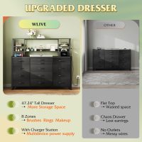 WLIVE Storage Organizer Unit with 15 Fabric Drawer & 5 Open Shelves, Tall Black Storage Drawers Organizer with Charging Station, Storage Tower Organizaton for Living Room, Hallway, Office - Image 8