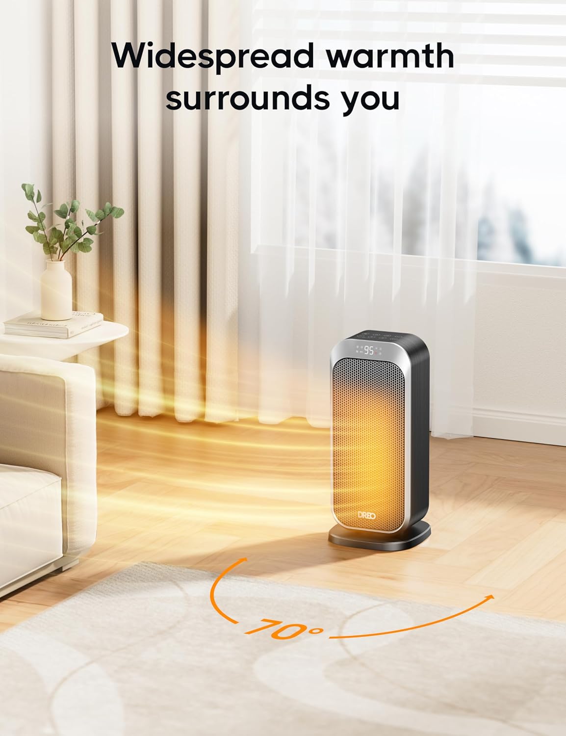 Dreo Quiet Space Heater, 1500W Portable Heaters for Indoor Use with Remote, 70° Oscillation, Fast and Safety Electric PTC Ceramic for Desk Office Bedroom, 12H Timer - Image 4