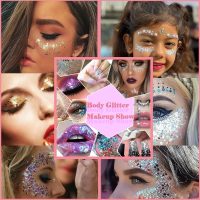 Body Glitter Face Glitter Gel: Singer Concerts Disco Festival Rave Accessories Face Glitter Makeup 150ml Chunky Sequins Mermaid Face Body Hair Glitter Gel (White&Silver&Pink) - Image 5