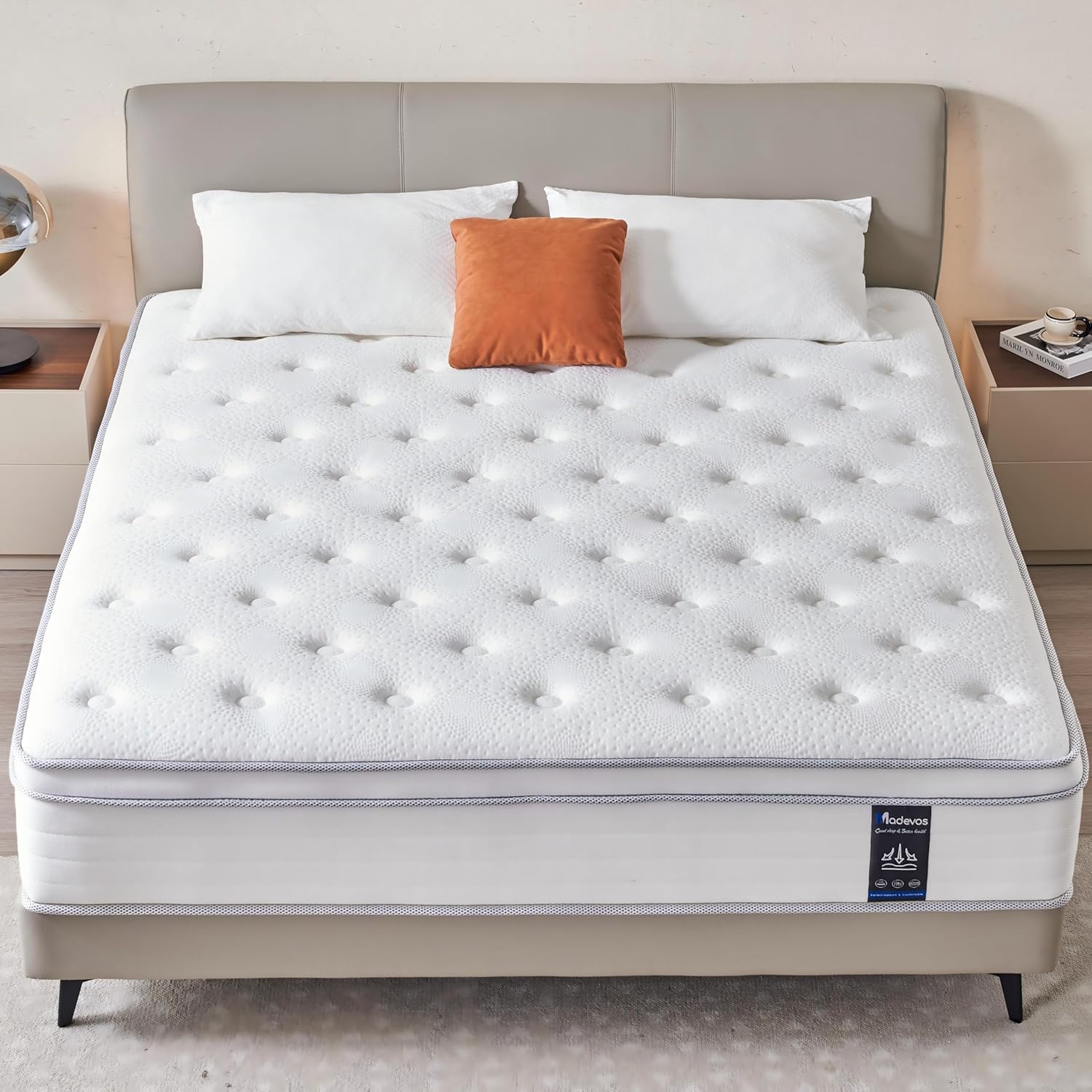 Queen Mattress, 14 Inch Hybrid Mattress in a Box, Memory Foam and Individual Pocket Springs, Fiberglass Free, Soft and Breathable, Medium Firm Feel - Image 2